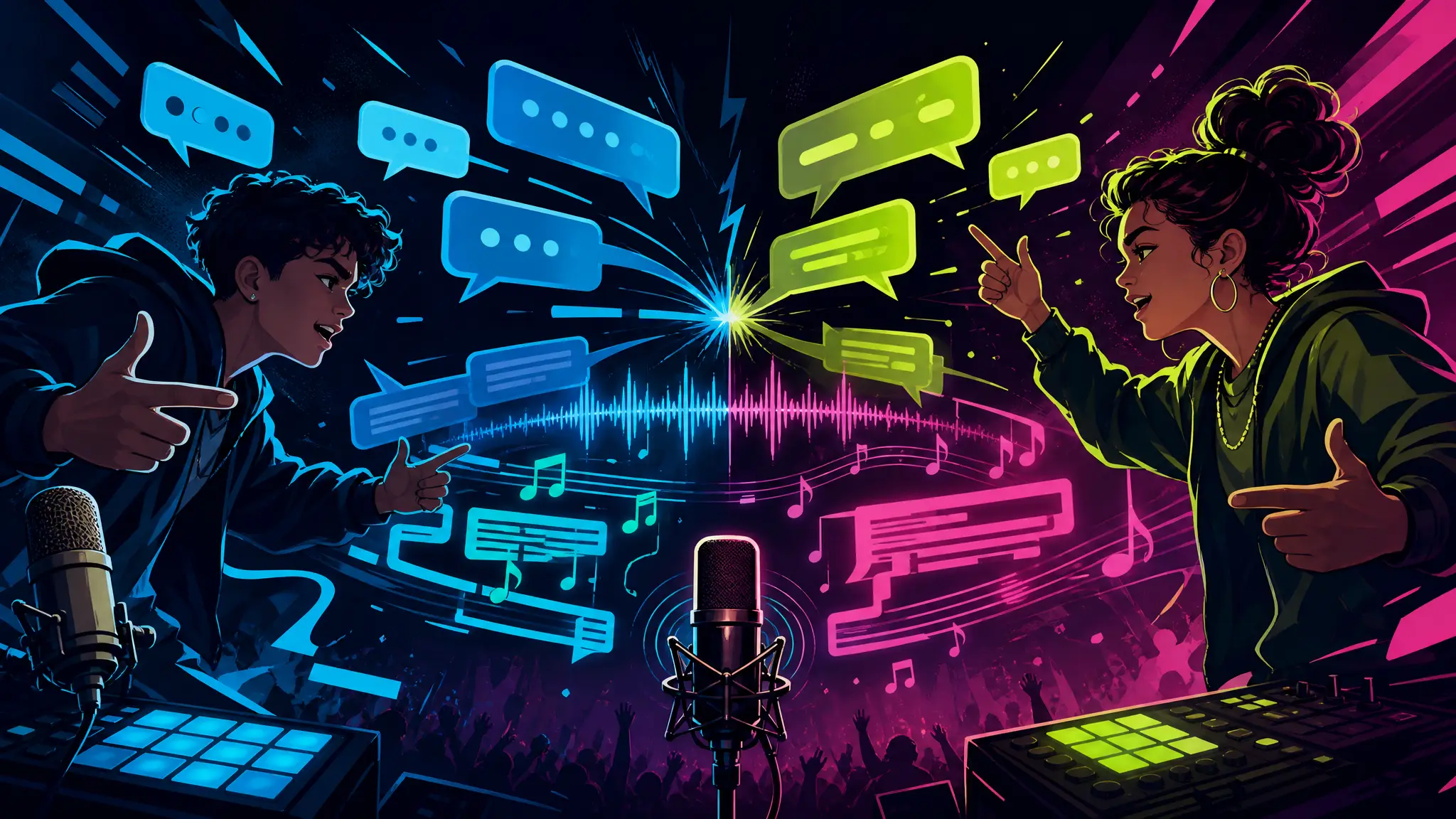 Atmospheric poster for the Chat to Rap template