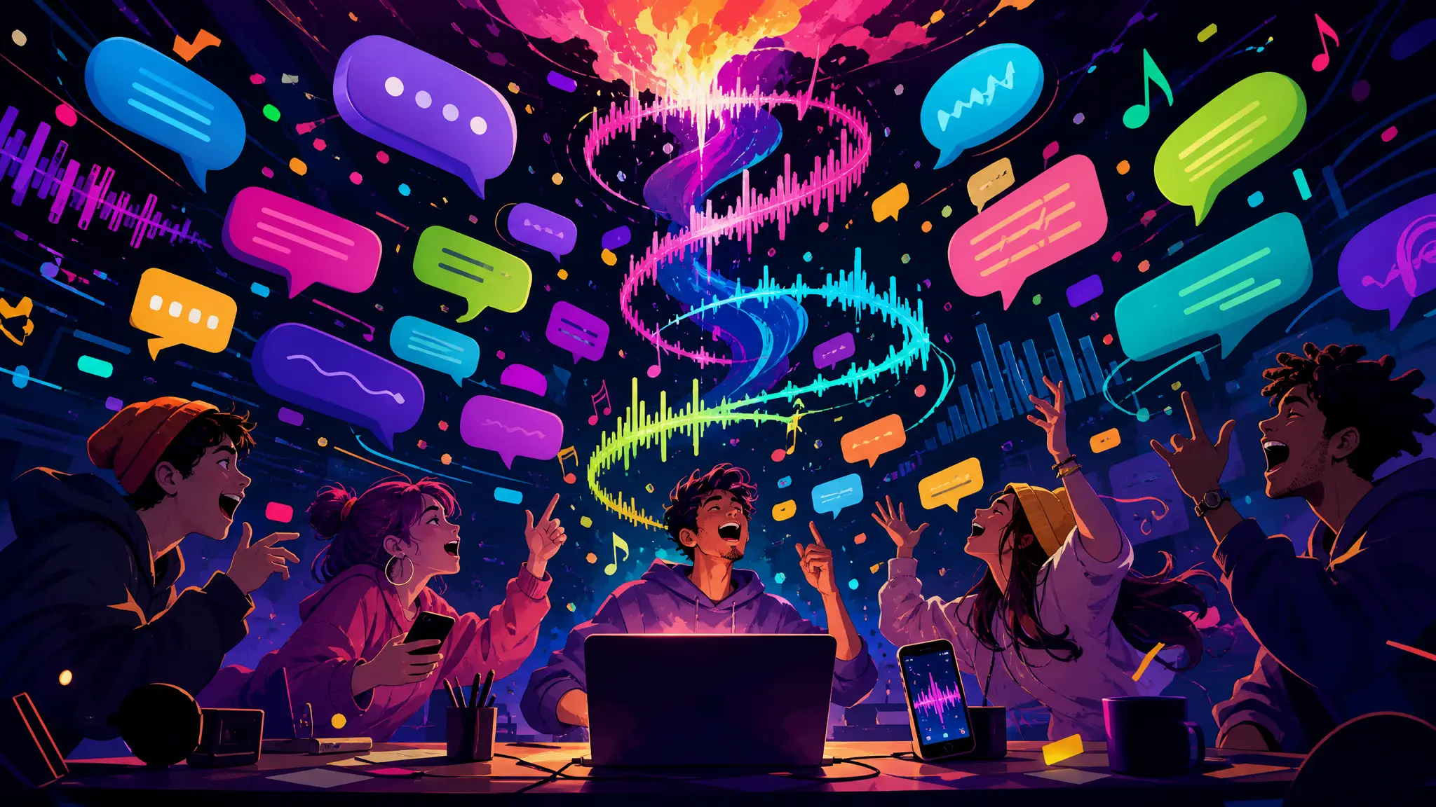Atmospheric poster for the Group Chat Meltdown Song template